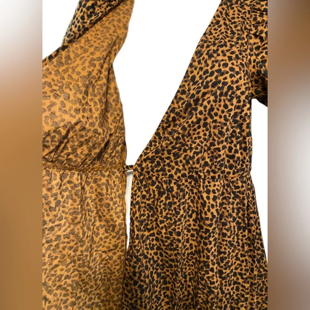 Madewell Flutter Sleeve Leopard Print Cotton Wrap… - image 4